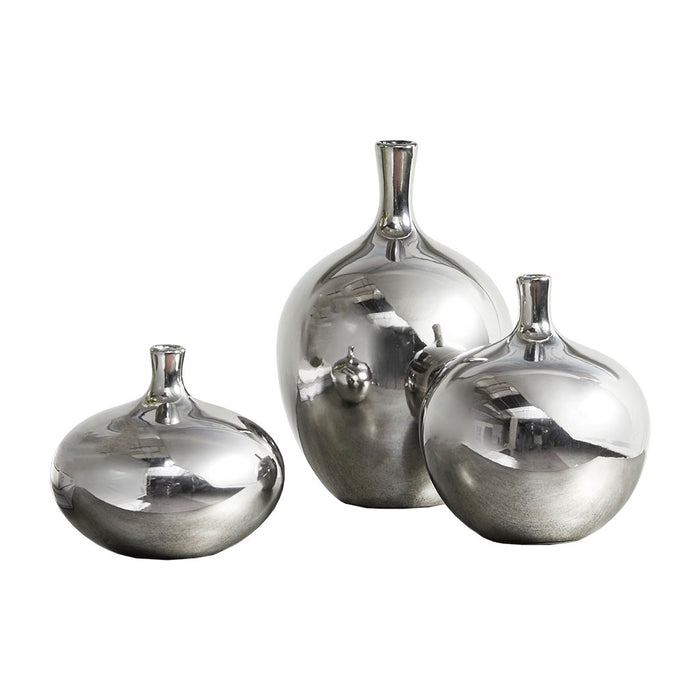 Ansen Metallic 3PC Silver Vase Set (Almost Gone)