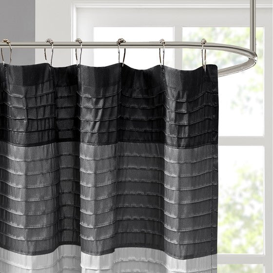 Amherst Faux Silk Shower Curtain (Black)