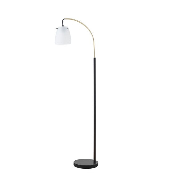 Bristol Arched Metal Floor Lamp with Frosted Glass Shade
