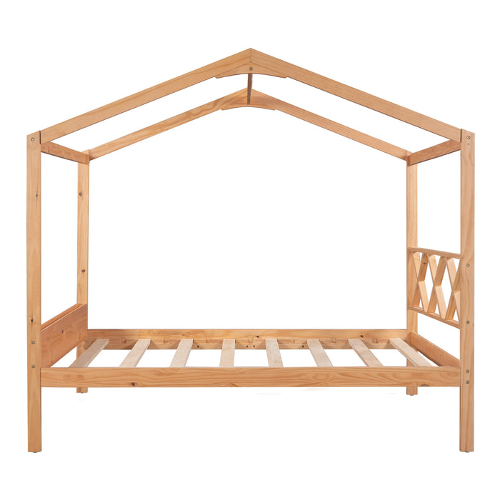 MyRoomz Full Size Wood House Bed with Storage Space