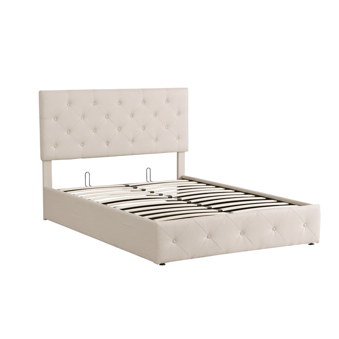 New Space Full size Upholstered Platform bed with a Hydraulic Storage System