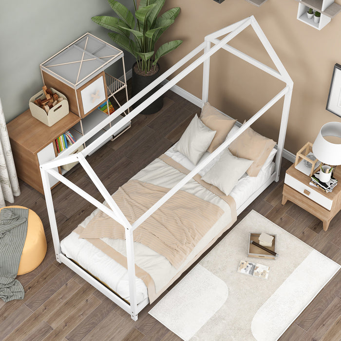 Good Life Twin Size Wooden House Bed, White