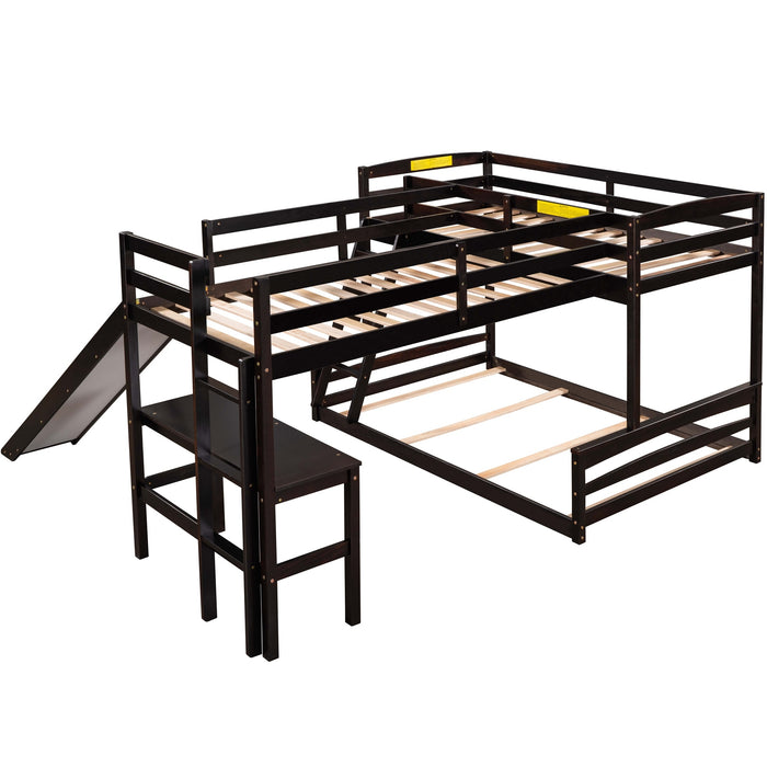MyRoom Twin over Full Bunk Bed with Twin Size Loft Bed Slide