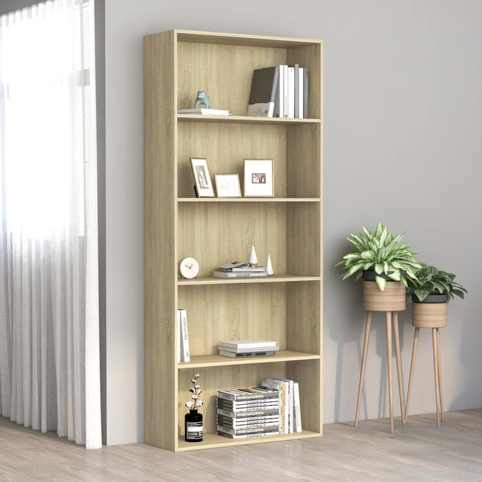 5-Tier Book Cabinet Sonoma Oak 31.5"x11.8"x74.4" Chipboard