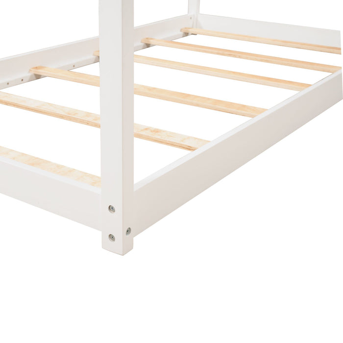 Good Life Twin Size Wooden House Bed, White