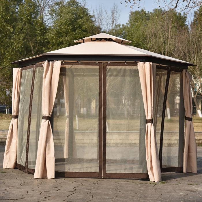 Meridian Double Roof Soft Canopy Patio Outdoor Gazebo