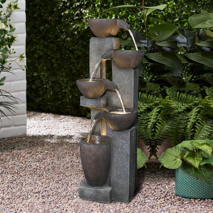 Outdoor Water Fountains with LED Lights for Garden Decor