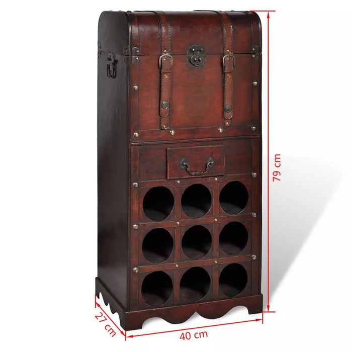 Classic Wooden Wine Rack for 9 Bottles with Storage