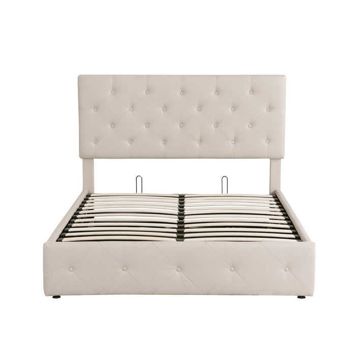 New Space Full size Upholstered Platform bed with a Hydraulic Storage System