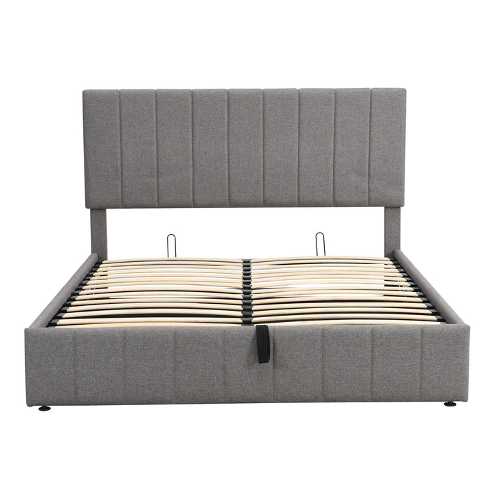 New Space  Queen size Upholstered Platform bed with a Hydraulic Storage System