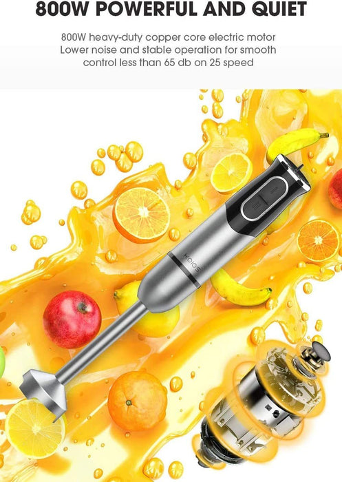 KOIOS 800W Immersion Hand Blender Low Noise Multifunctional 5-in-1 Low Noise Stick Mixer