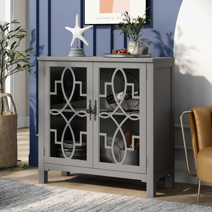 36'' Wood Accent Buffet Sideboard Storage Cabinet with Doors and Adjustable Shelf, Entryway Kitchen Dining Room