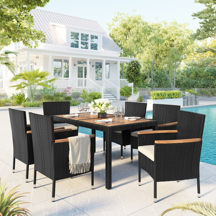 7-Piece Outdoor Patio Dining Set Rattan Wicker Dining Table  Set