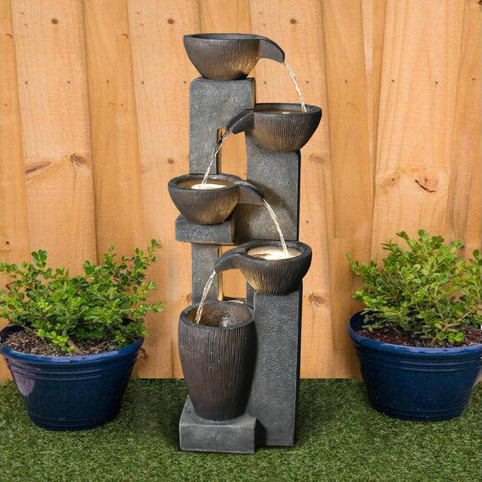Outdoor Water Fountains with LED Lights for Garden Decor