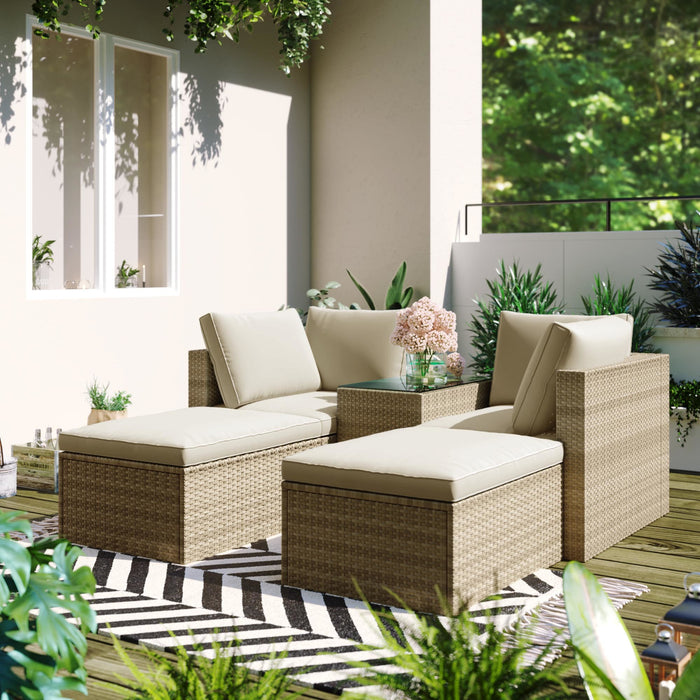 5-Piece Outdoor Wicker Rattan Sectional Sofa Set