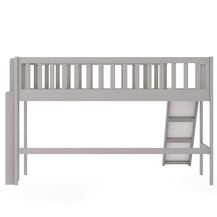 Gracie Twin Size Low Loft Bed with Ladder and Slide