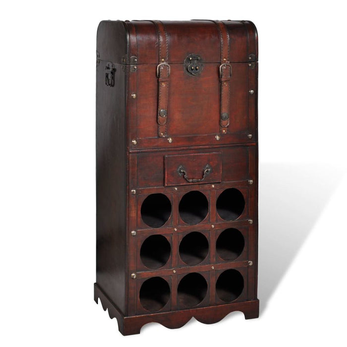 Classic Wooden Wine Rack for 9 Bottles with Storage