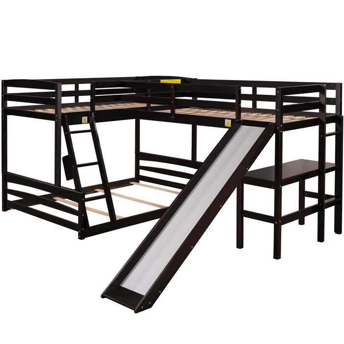 MyRoom Twin over Full Bunk Bed with Twin Size Loft Bed Slide