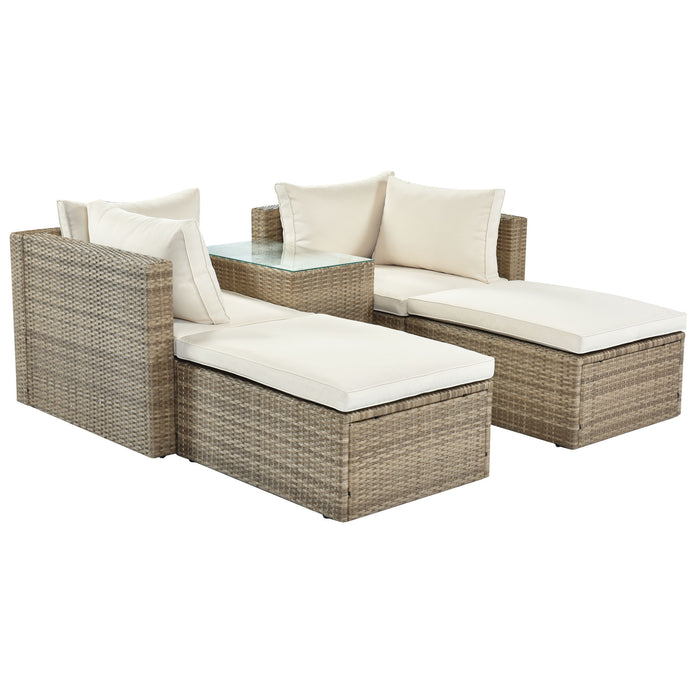 5-Piece Outdoor Wicker Rattan Sectional Sofa Set