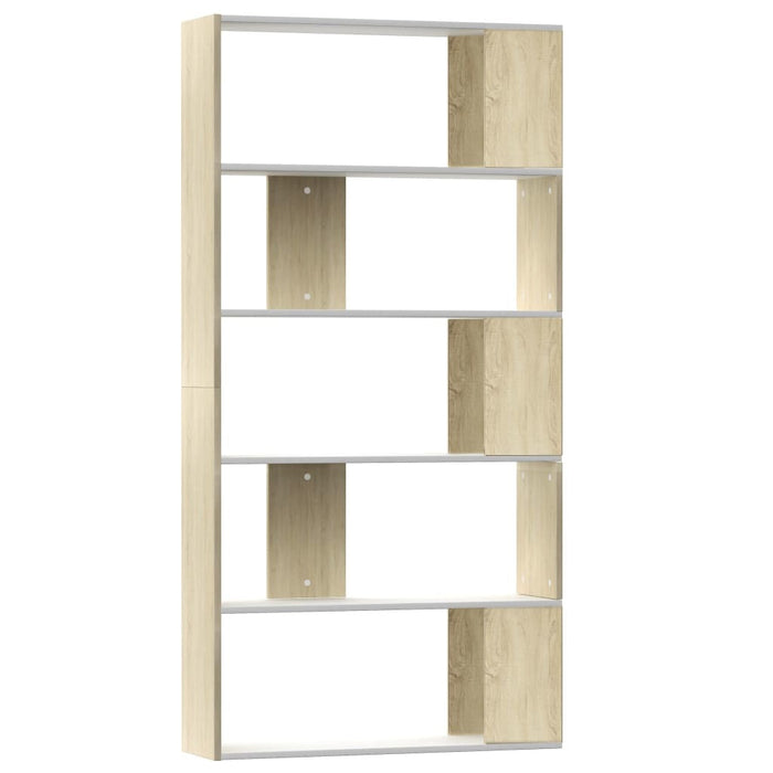 Book Cabinet/Room Divider White and Sonoma Oak 31.5"x9.4"x62.6" Chipboard