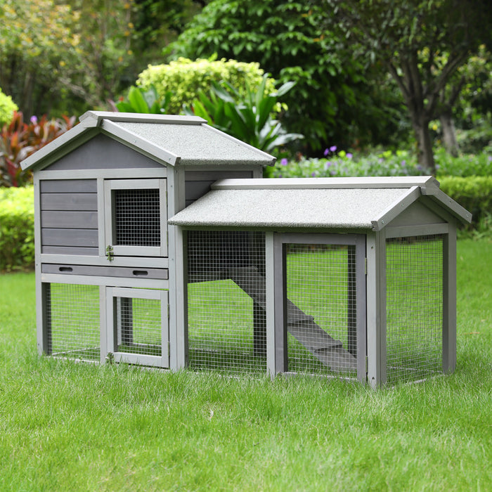 Large Wooden Outdoor Chicken Coup Bunny Rabbit Hutch Hen Cage with Ventilation