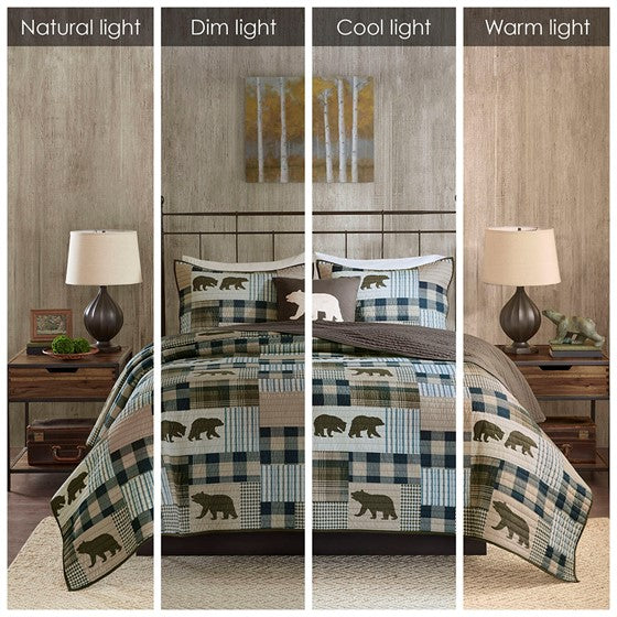 Twin Falls Bear Oversized 4 Piece Quilt Set