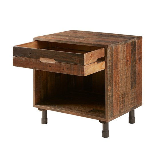Renu Solid Light Brown Wood Nightstand