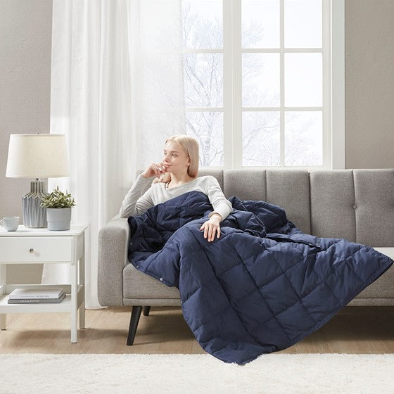Hadly Goose Feather and Down Wearable Throw (Indigo)