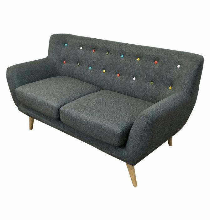 Ebba 2-Seater Sofa - Grey (with multicolor buttons)