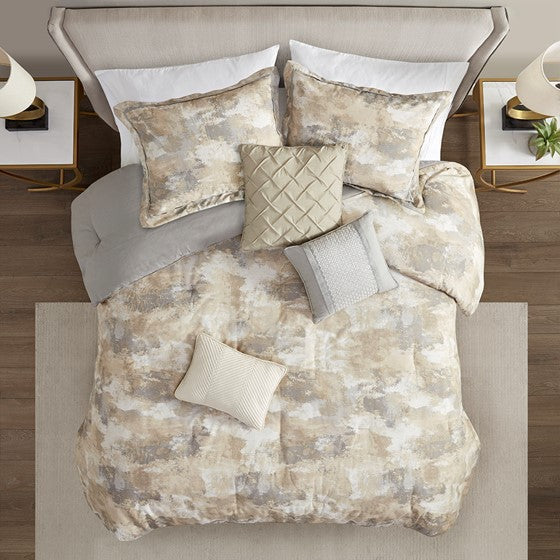 Beacon 7 Piece Textured Cotton Blend Comforter Set