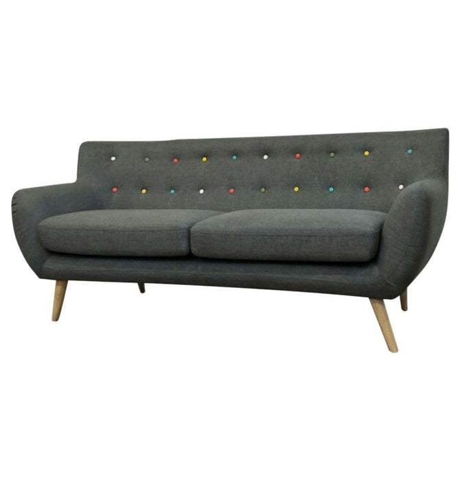 Ebba 3-Seater Sofa - Grey (with multicolor buttons)