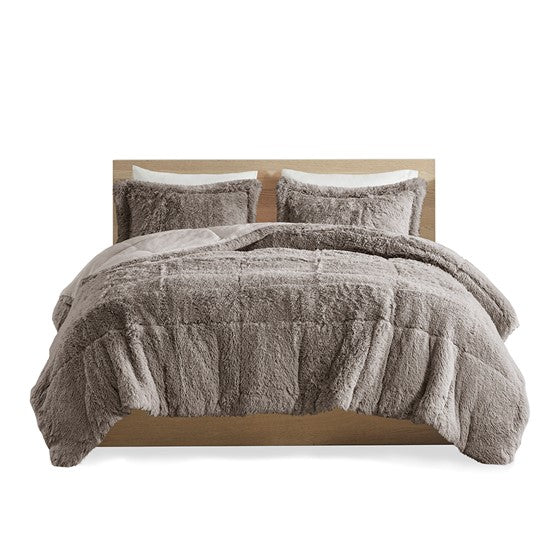 Malea Shaggy Faux Fur Comforter Mini Set (Grey)