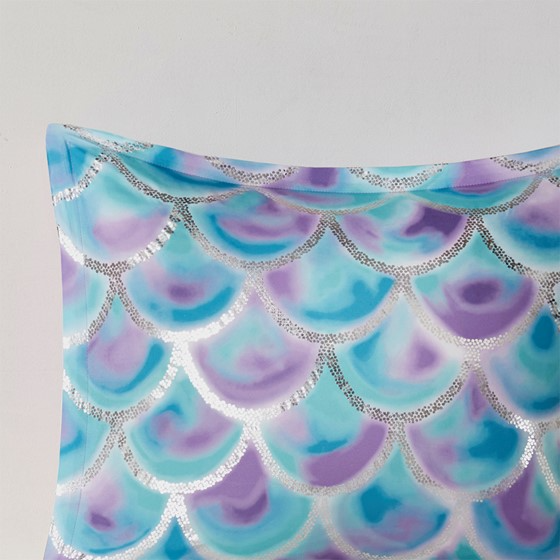 Pearl Metallic Printed Reversible Comforter Set (Teal/Purple)