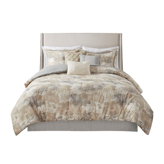 Beacon 7 Piece Textured Cotton Blend Comforter Set