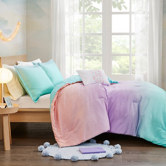 Glimmer Metallic Glitter Reversible Comforter Set