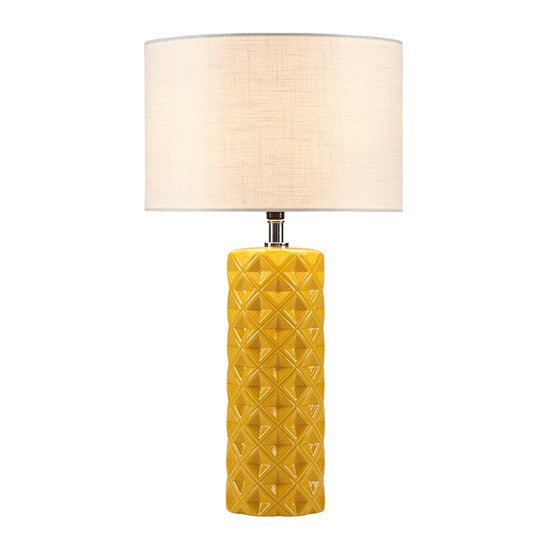 Macey Geometric Ceramic Table Lamp (Yellow)