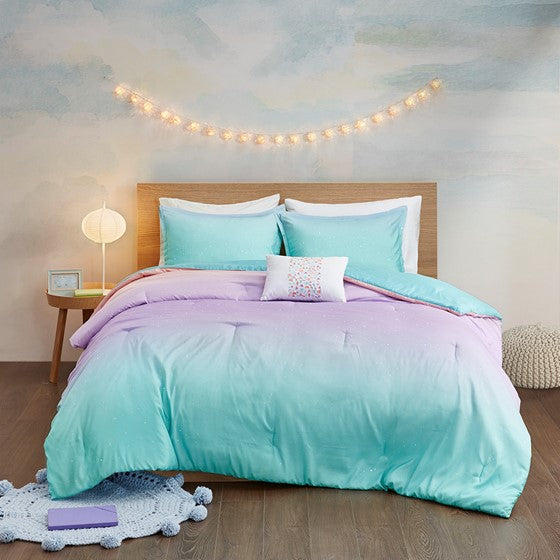 Glimmer Metallic Glitter Reversible Comforter Set