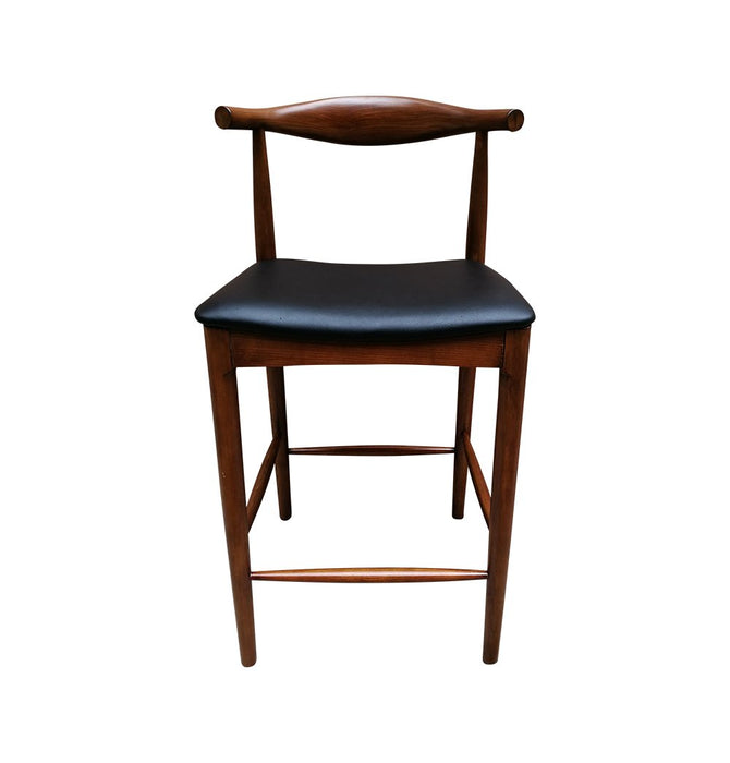 CH20 Elbow Counter Stool - Walnut & Black Seat - Reproduction