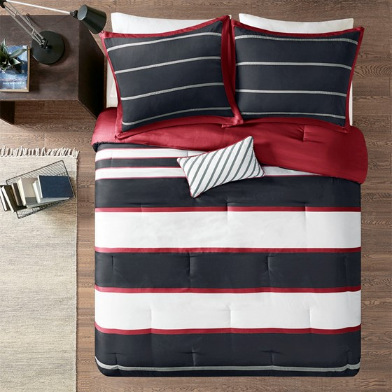 Ashton Comforter Set (Red/Black)