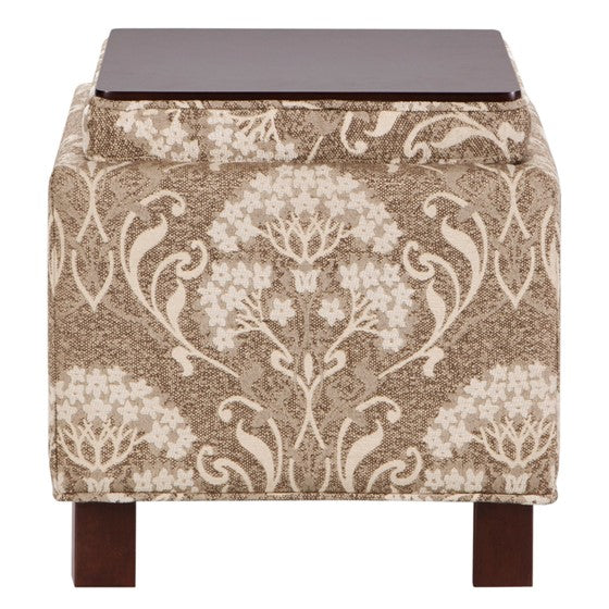 Shelley Square Storage Taupe Ottoman with Pillows