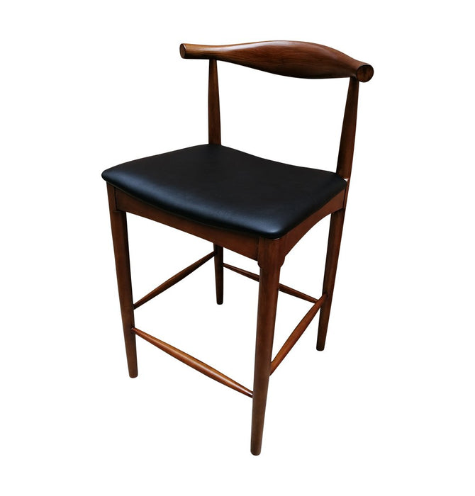 CH20 Elbow Counter Stool - Walnut & Black Seat - Reproduction