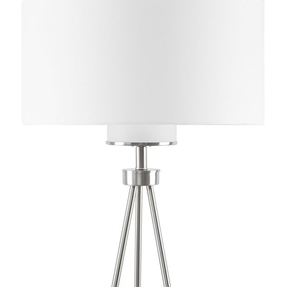 Pacific Metal Tripod Floor Lamp with Glass Shade (Silver)