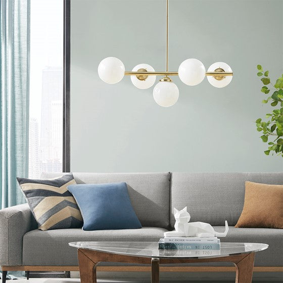 Aurelia 5-Light Chandelier with Frosted Glass Globe Bulbs
