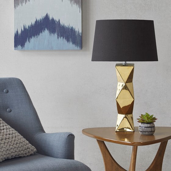 Kenlyn Geometric Ceramic Table Lamp (Gold)
