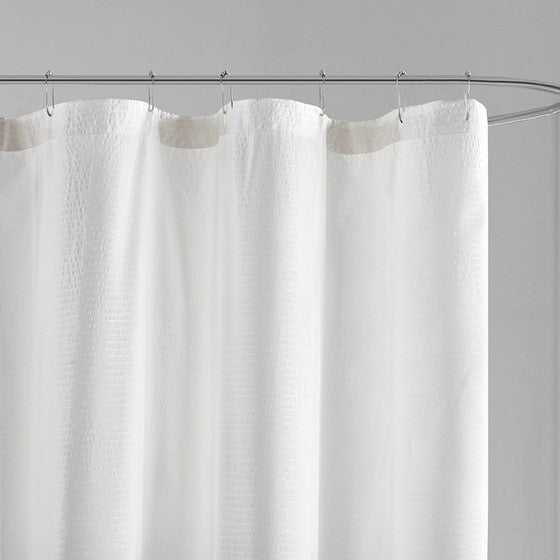 Ara Ombre Printed Seersucker Shower Curtain (Grey)