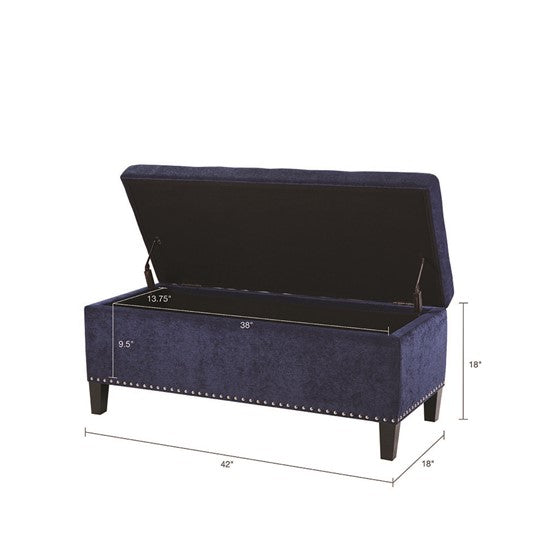 Shandra II Tufted Top Blue Storage Bench