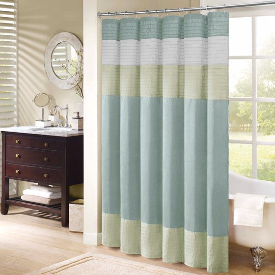 Amherst Faux Silk Shower Curtain (Green)