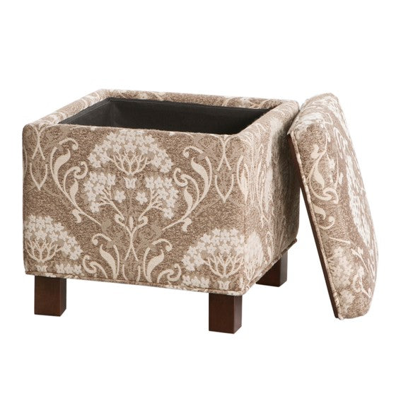 Shelley Square Storage Taupe Ottoman with Pillows