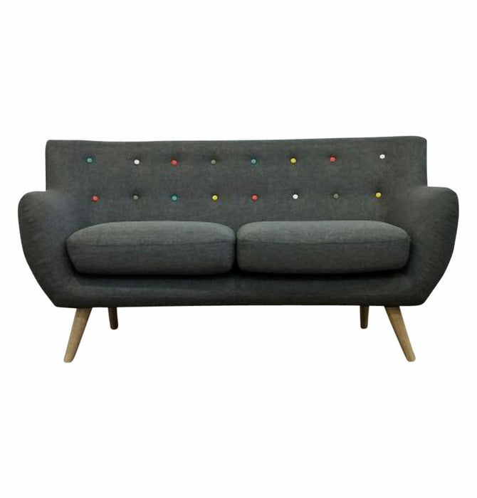 Ebba 2-Seater Sofa - Grey (with multicolor buttons)