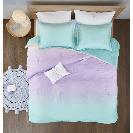 Glimmer Metallic Glitter Reversible Comforter Set